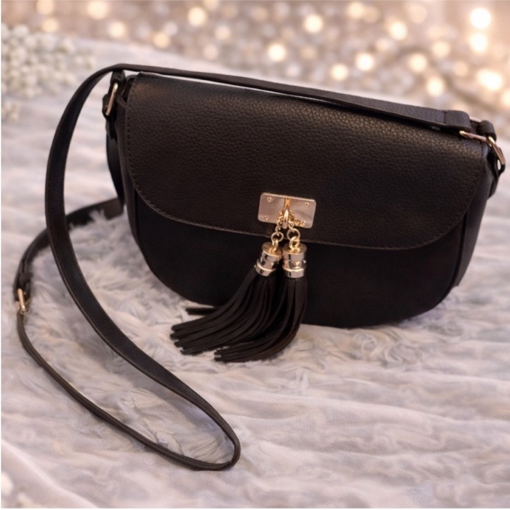 Black Tassel Crossbody Vegan Bag
